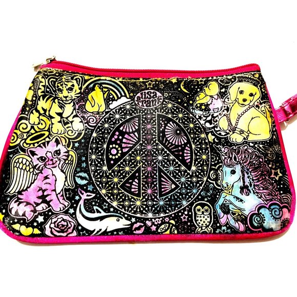 Lisa Frank Zippered Bag Wallet Coin Makeup Bag Characters Hunter Forrest Markie - Picture 1 of 7
